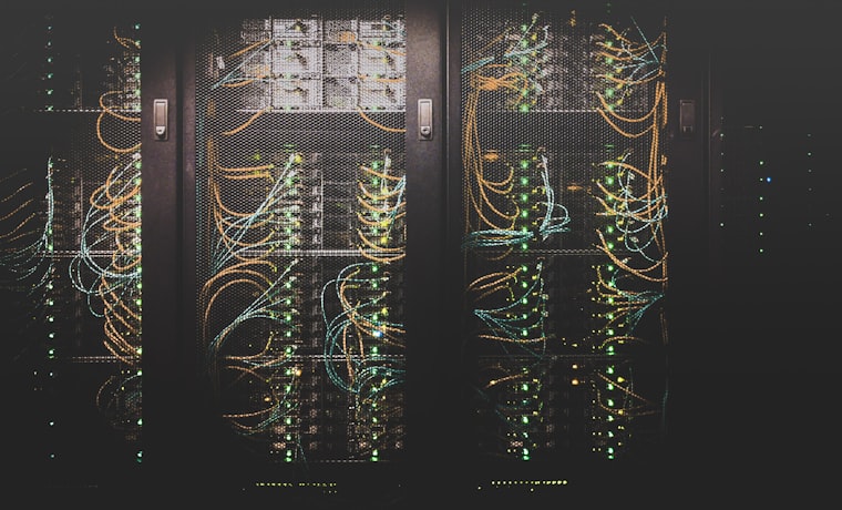 A server room with network cabling